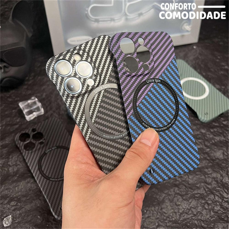 Capa Fibra de Carbono iPhone 14 13 12 11 Pro MAX - Conforto&Comodidade