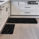 Jogo de Tapetes de Cozinha Talheres Preto e Branco Antiderrapante Comodi™
