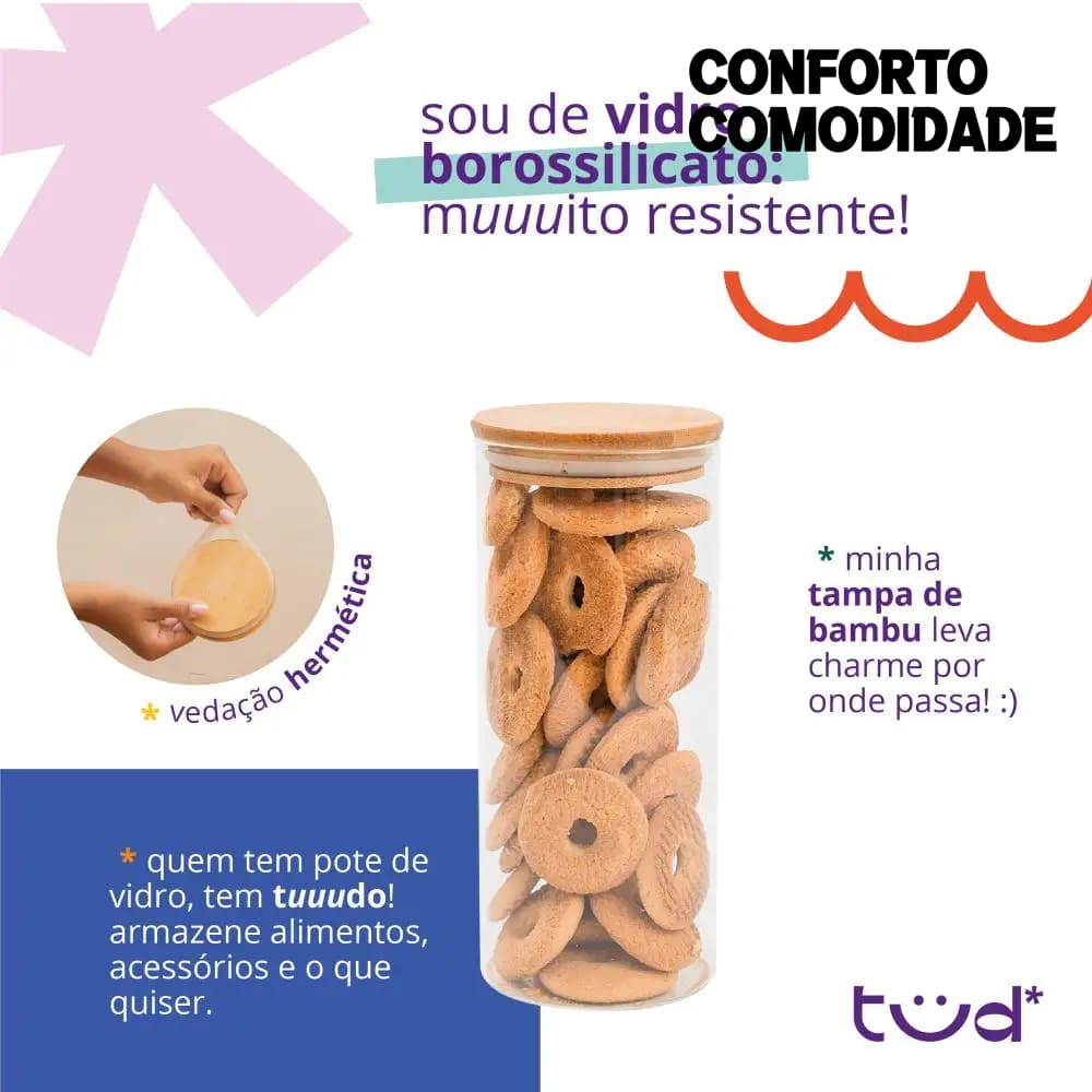 Jogo de Potes Borossilicato & Bambu