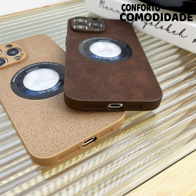 Capa de couro fosco Luxo Comodi™ iPhone 11,12,13 e 14 ProMax