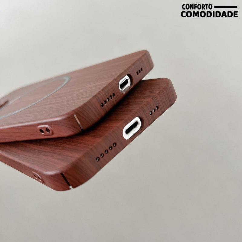 Capa Grão de madeira iPhone 14 13 12 Pro Max Magsafe - Conforto&Comodidade