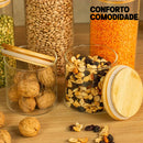 Kit 5 Potes de vidro com tampa bambu - Comodi