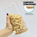 Kit 5 Potes de vidro com tampa bambu - Comodi
