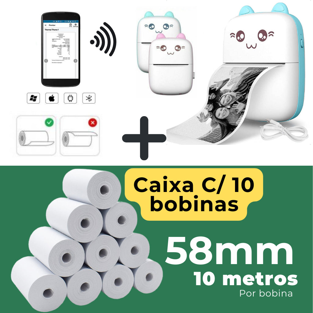 Mini Impressora Térmica Bluetooth