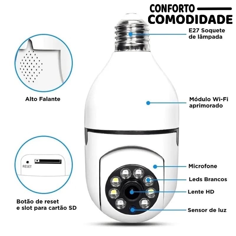 Câmera de Segurança Wi-Fi 360°