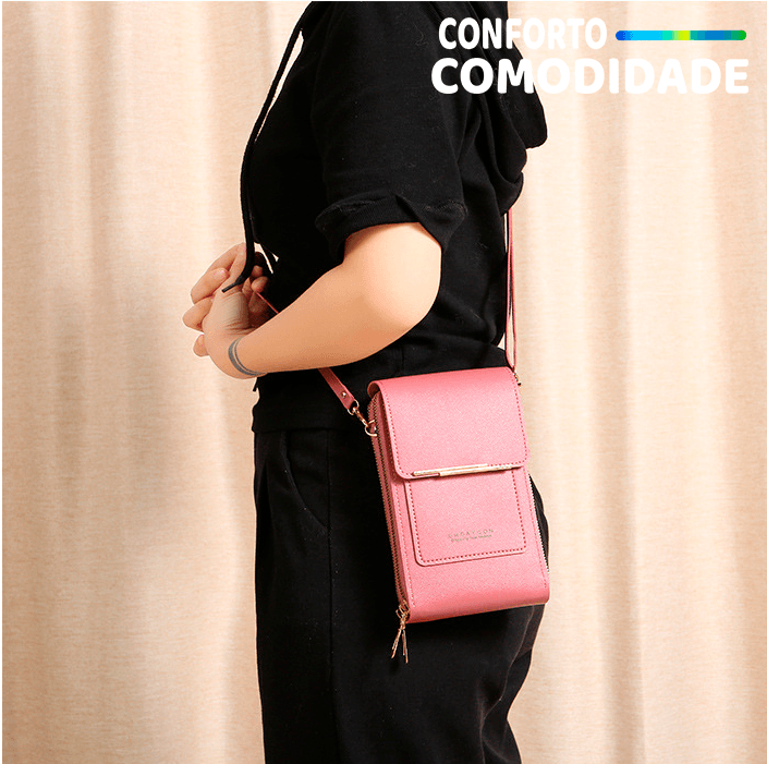 Bolsa de couro feminina ant-furto com tela de toque - Conforto&Comodidade