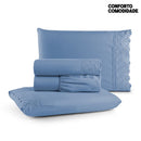 Jogo de Lençol Queen 4 Peças Napoli Percal 300 Fios Lese Bordado Inglês