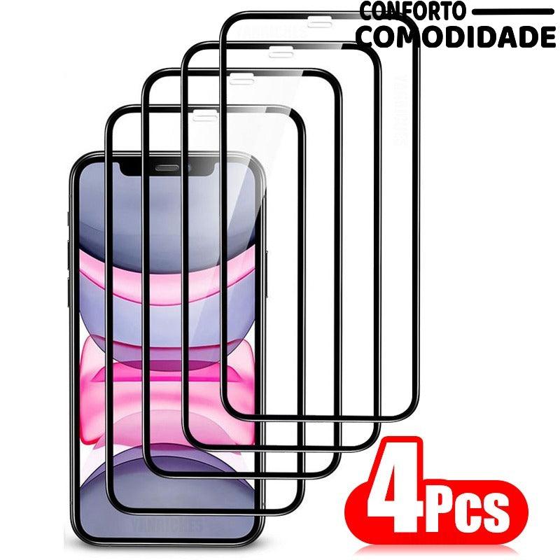 Penicula VIDRO TEMPERADO iphone 14 13 12 11 Pro Max 4K Ultra HD 4PCS - Conforto&Comodidade