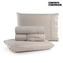 Jogo de Lençol King 4 Peças Napoli Percal 300 Fios Lese Bordado Inglês