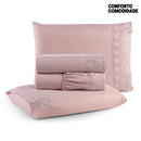 Jogo de Lençol King 4 Peças Napoli Percal 300 Fios Lese Bordado Inglês