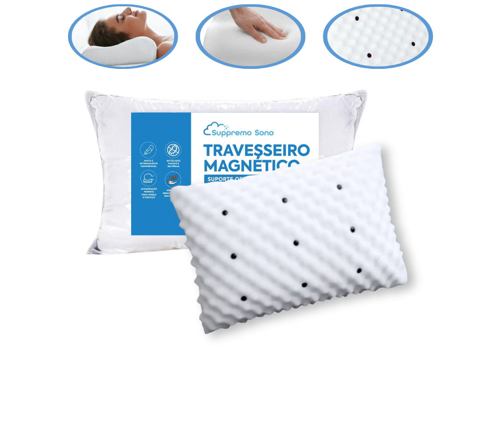 Travesseiro de espuma perfilada alto com embalagem ao fundo