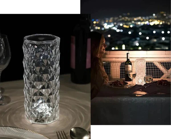Luminária Cristal Diamante Projetor Atmosférica 3Cores - Conforto&Comodidade