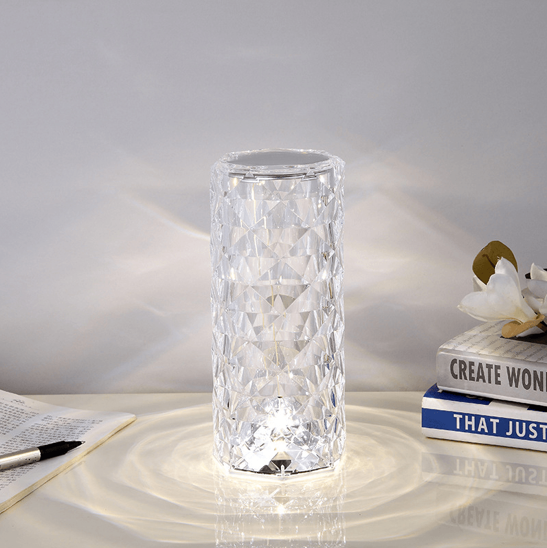 Luminária Cristal Diamante Projetor Atmosférica 3Cores - Conforto&Comodidade