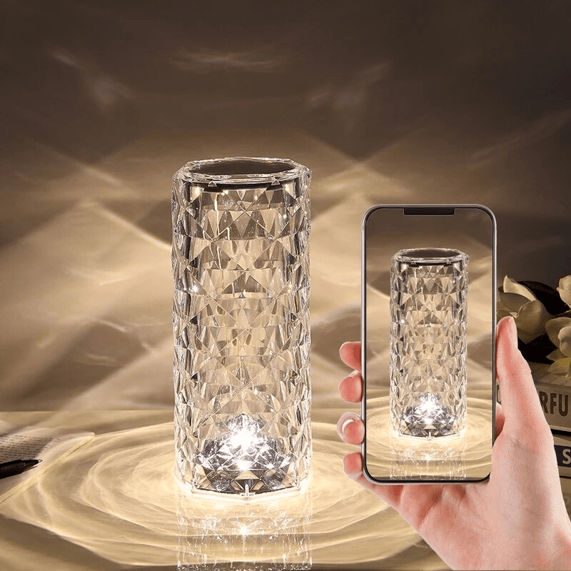 Luminária Cristal Diamante Projetor Atmosférica 3Cores - Conforto&Comodidade