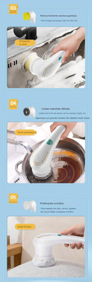 Escova Elétrica Magic Cleaning 5Em1 Limpeza elétrica USB Portátil - Conforto&Comodidade
