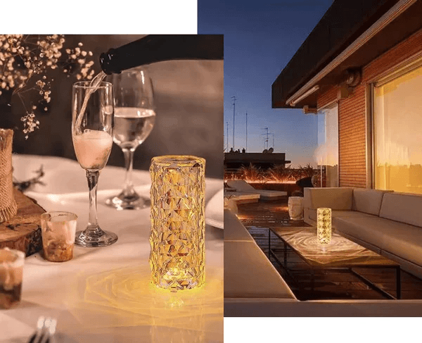 Luminária Cristal Diamante Projetor Atmosférica 3Cores - Conforto&Comodidade