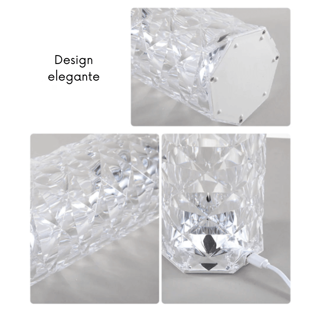 Luminária Cristal Diamante Projetor Atmosférica 3Cores - Conforto&Comodidade