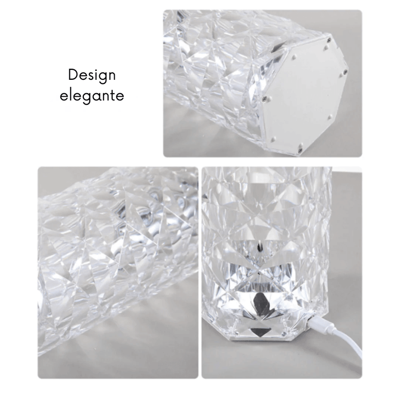 Luminária Cristal Diamante Projetor Atmosférica 3Cores - Conforto&Comodidade